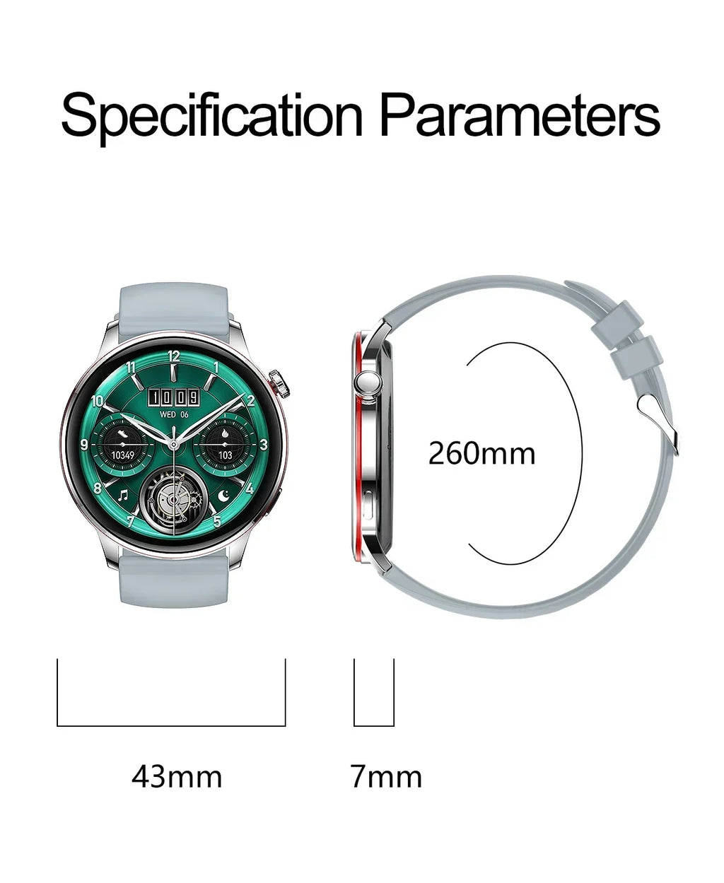 2026 Smart Fashion Watch 1.43'' 100+ Sports Mode Information Push Voice Assistant IP68 Waterproof Custom Watch Face Smart Watch