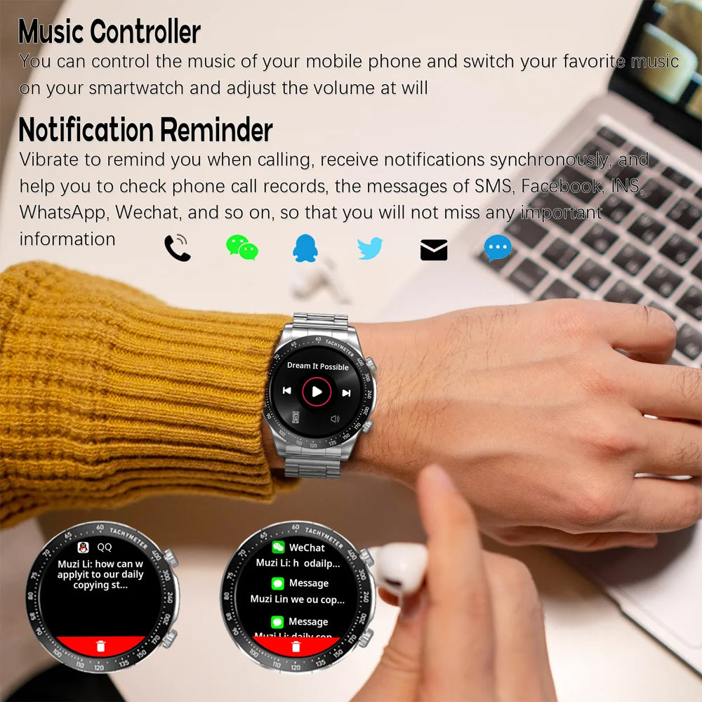 2026 new smart fitness watch with health tracking, heart rate monitor, NFC access, blood pressure check, and wireless calling,