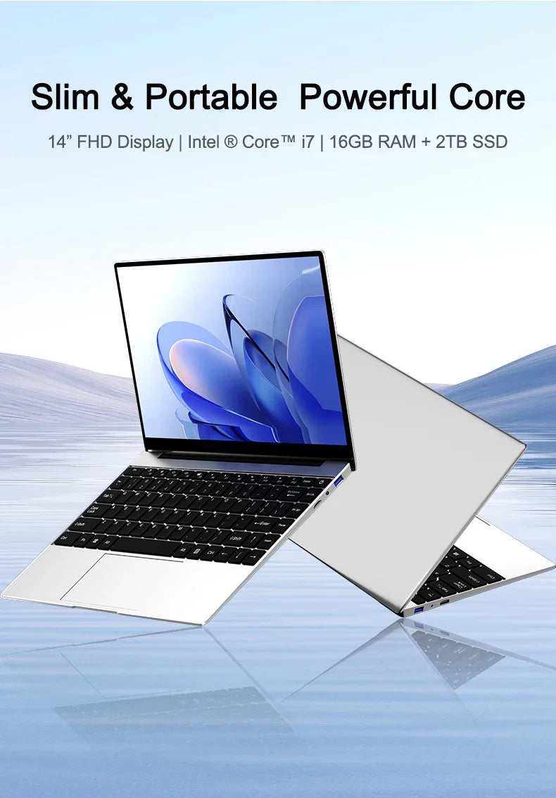 2026 New 14.1" Slim Laptop Intel i7-8650U Win11 Pro 32GB RAM 2TB M.2 SSD For Office & Study Use