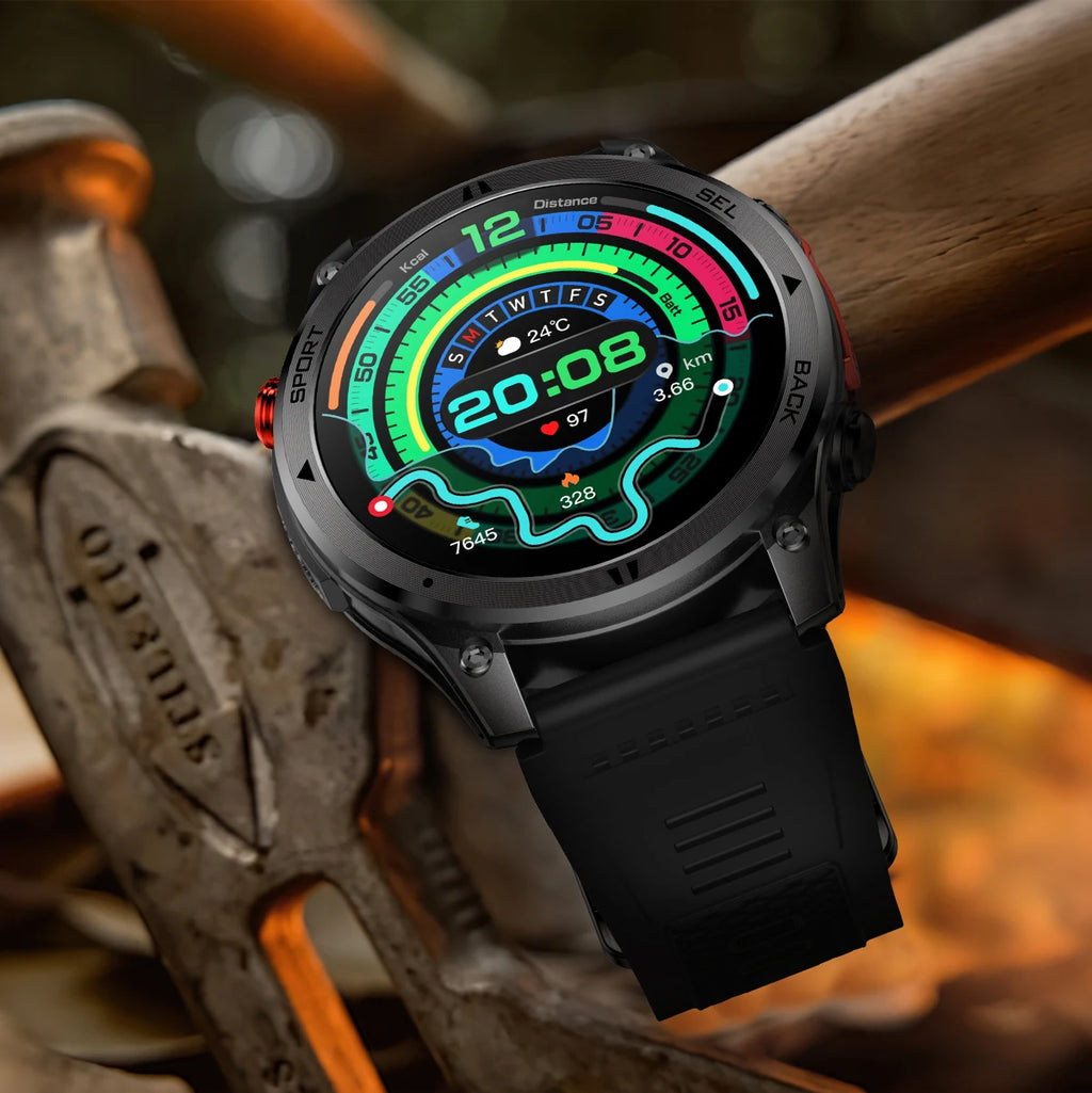 2026NEW Smart Watch Outdoors Sports MAN Bluetooth Call IP68 Waterproof Heart Rate GPS HD Screen Large Battery Health Monitoring