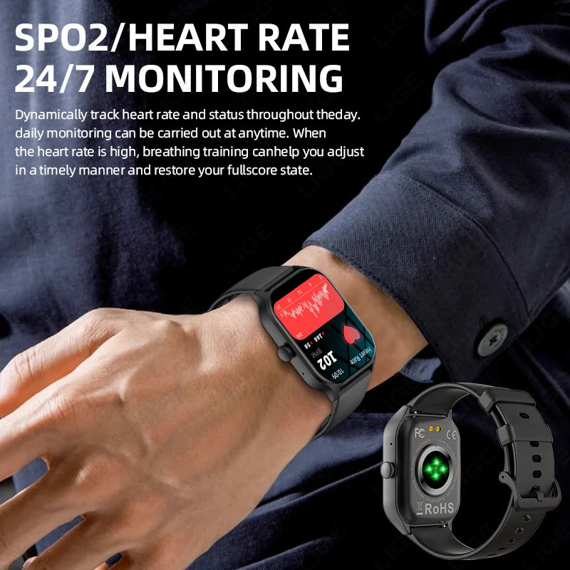 2026 New Smart Watch Diagnosis Blood Lipids Uric Acid Blood Pressure Smartwatch Men ECG+HRV Voice Bluetooth Call Health watch