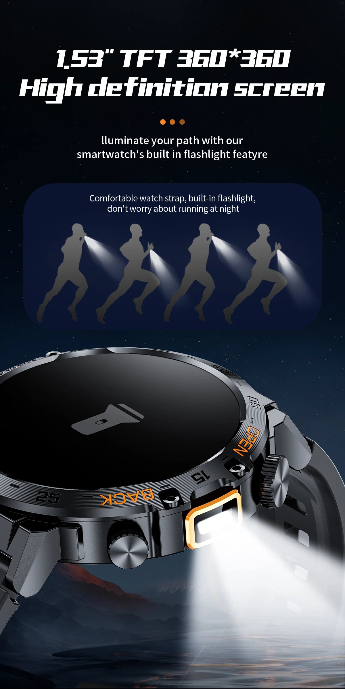 LIGE Smart Watch Men 360*360 AMOLED HD Screen Waterproof Sports Fitness Watches Flashlight Men Smartwatch For Andrio IOS 2026