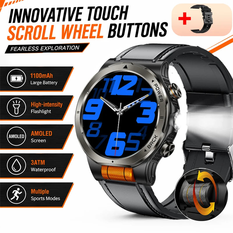 Smart Watch 1.43AMOLED Colorful Screen Highlight 1100mAh Battery Outdoor Compass 100+ Sports Mode Health Monitoring Smart Watch