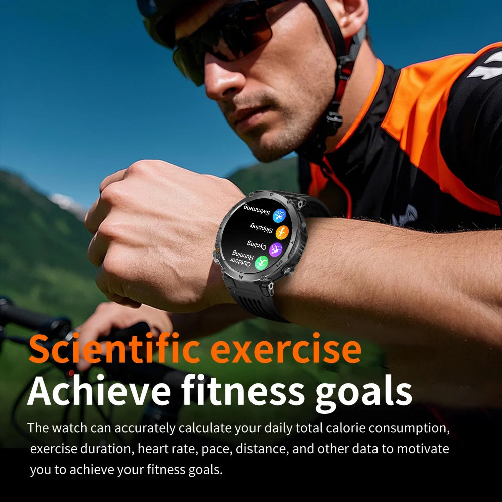 Smart Watch - GPS Tracking, LED Flashlight, 1.43" AMOLED, 3ATM Waterproof, Bluetooth Call, Heart Rate, 100+ Sports Modes