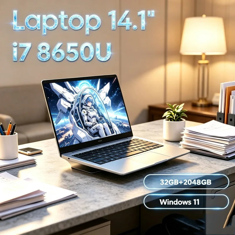Premium 14.1" Laptop Intel Core i7-8650U 32GB 2TB Gaming PC Slim Daily Work Notebook Windows 11 1920*1080 HD