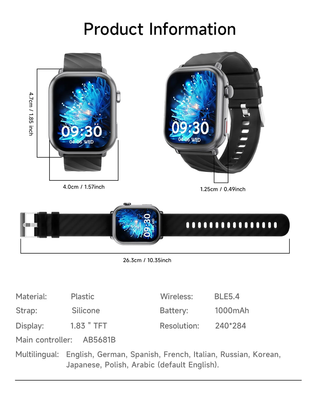 New Smartwatch 2026 1.83''HD Screen AMOLED 1000mAh Large Battery Outdoor Sports Watches IP68 Waterproof for Men Women Gifts