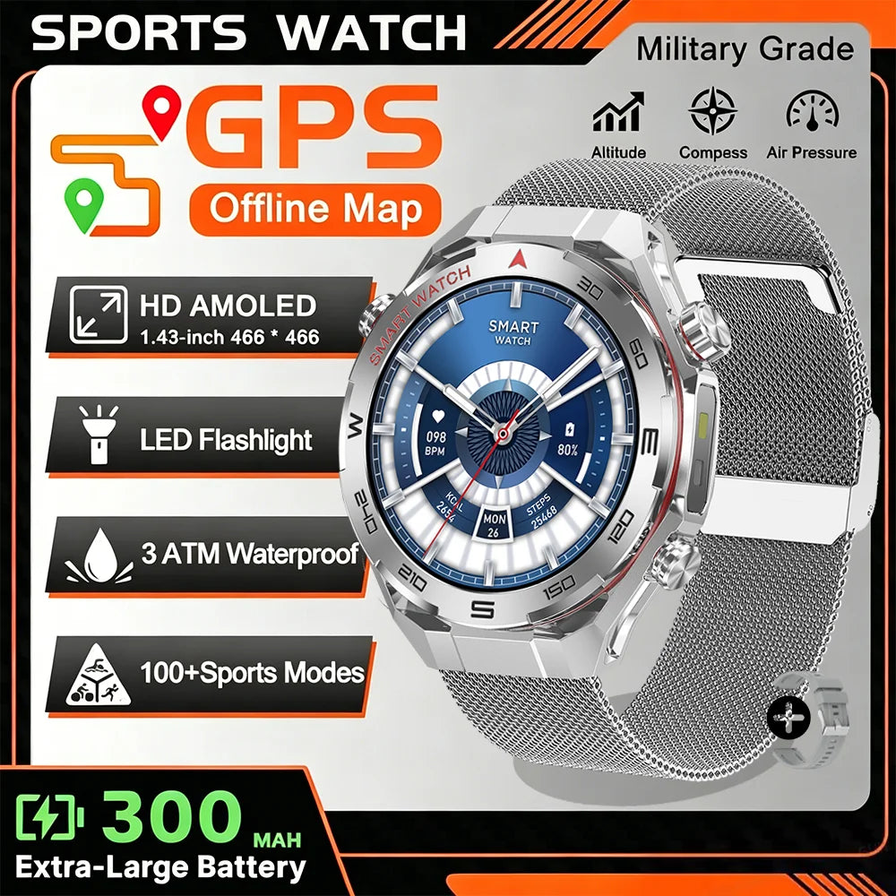 2026 smartwatch, 1.5-inch touchscreen, supports wireless calls, music, various sports modes, message sending and alarm functions