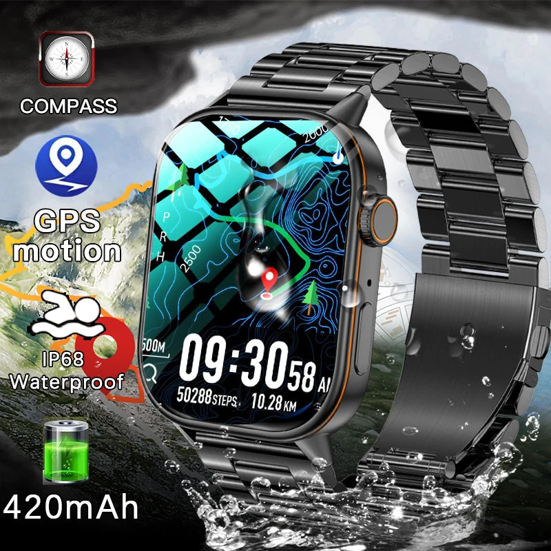 New Smart Watch for Men and Women HD AMOLED Screen Heart Rate Bluetooth Call GPS Tracking IP67 Waterproof Sports Smart Watch