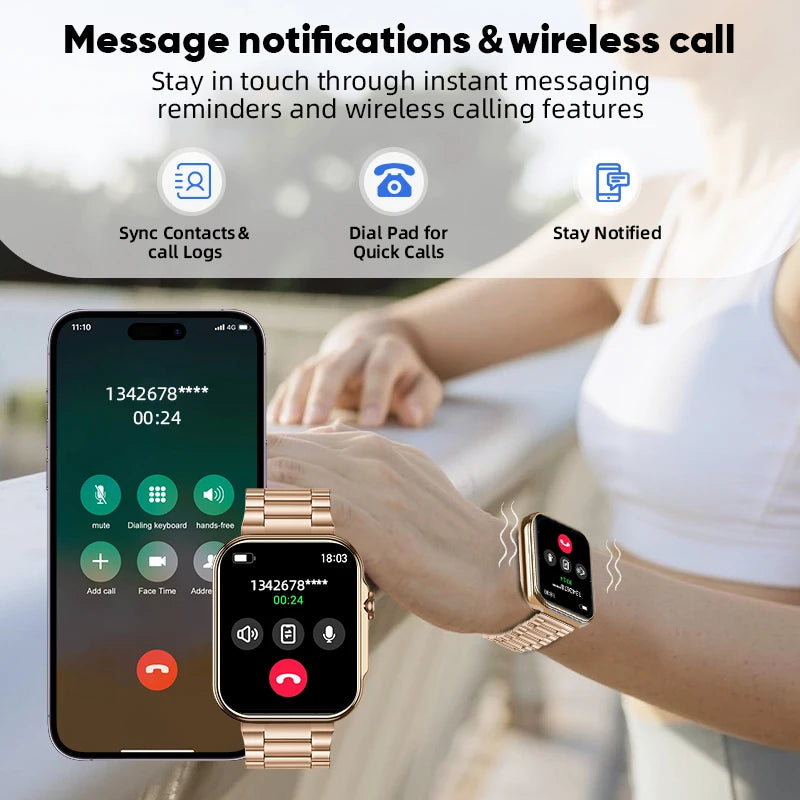2025 Smart Watch Men 2.01‘’ HD Large Screen LED Flashlight Bluetooth Call Women's Fitness Tracker Waterproof Sports Smartwatch
