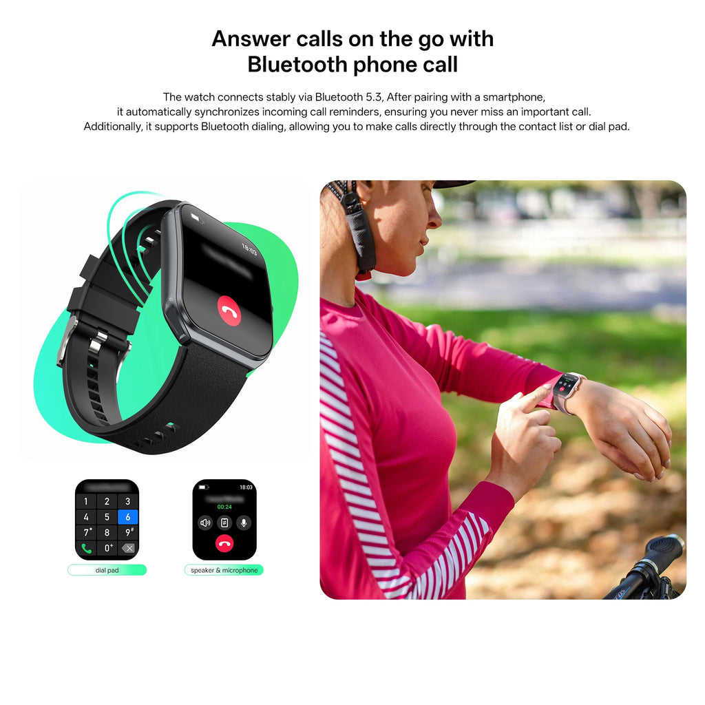 Smart Watch for Men's Women's 1.95-inch AMOLED HD Screen IP68 Waterproof 100+Sports Mode Fitness Tracker Heart Rate monitoring
