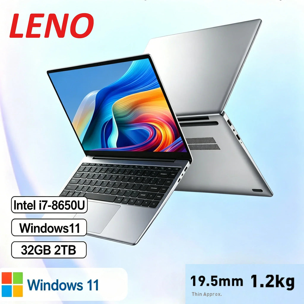 LENO HOT Ultra Slim 14.1" Laptop 32GB RAM 2TB SSD  Intel Core i7 8650U Gaming Office Notebook 1920*1080 HD Display