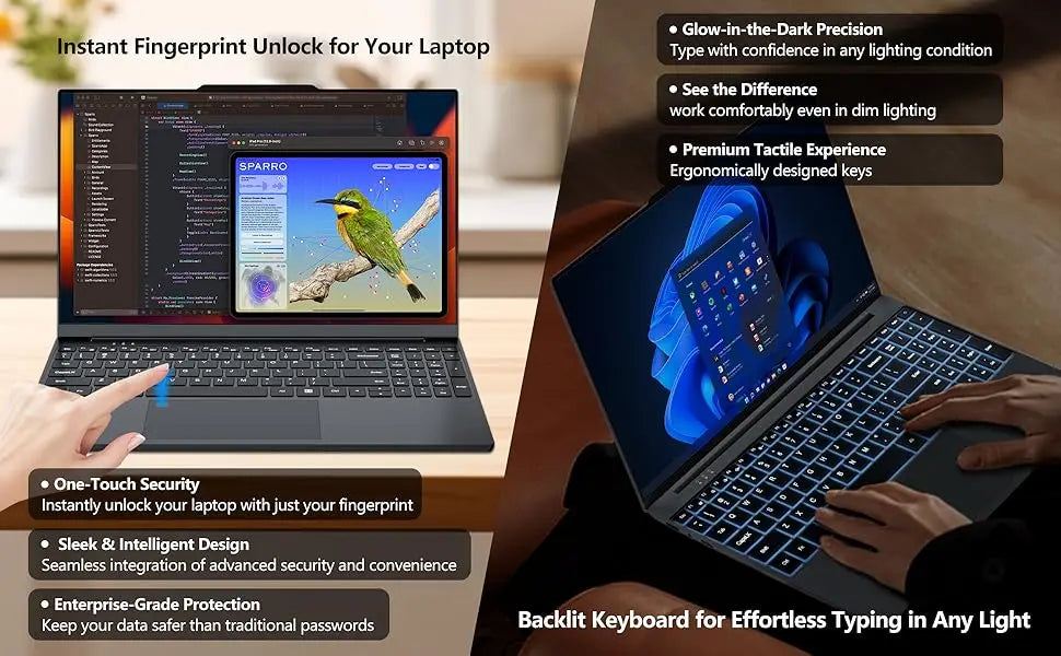2026 15.6" Core i9 10980HK Laptop Computer Windows 11 Pro Notebook Gamer 16GB RAM 1TB SSD Fingerprint UnIock Office Game Laptops