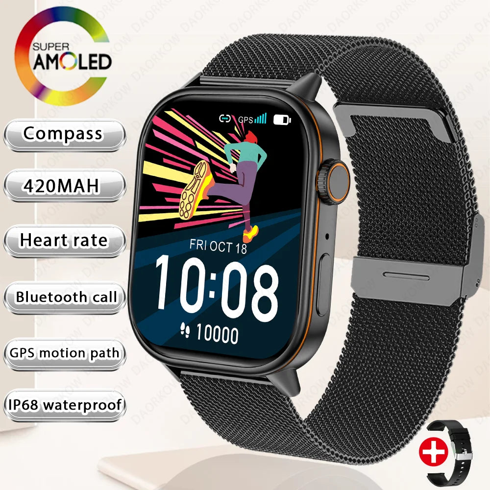 New Smart Watch for Men and Women HD AMOLED Screen Heart Rate Bluetooth Call GPS Tracking IP67 Waterproof Sports Smart Watch