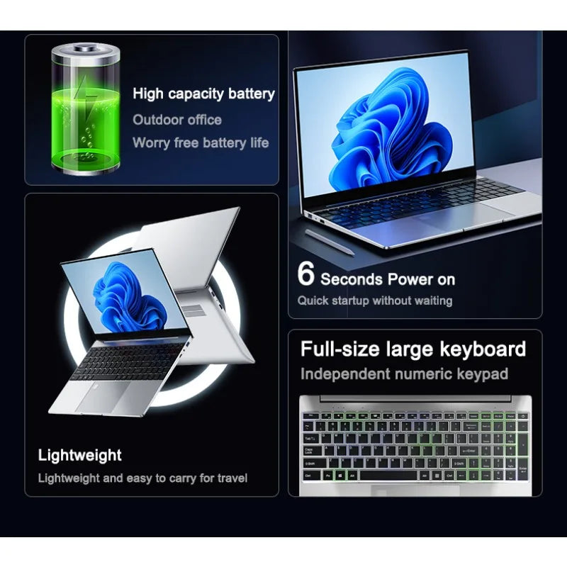 Premium 14.1" Laptop Intel Core i7-8650U 32GB 2TB Gaming PC Slim Daily Work Notebook Windows 11 1920*1080 HD