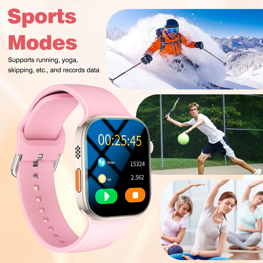 Smart Watch with 2.02-Inch HD Display – Wireless Calling/Dialing, Alarm/Message Notifications, Fitness Tracking, Music Control.