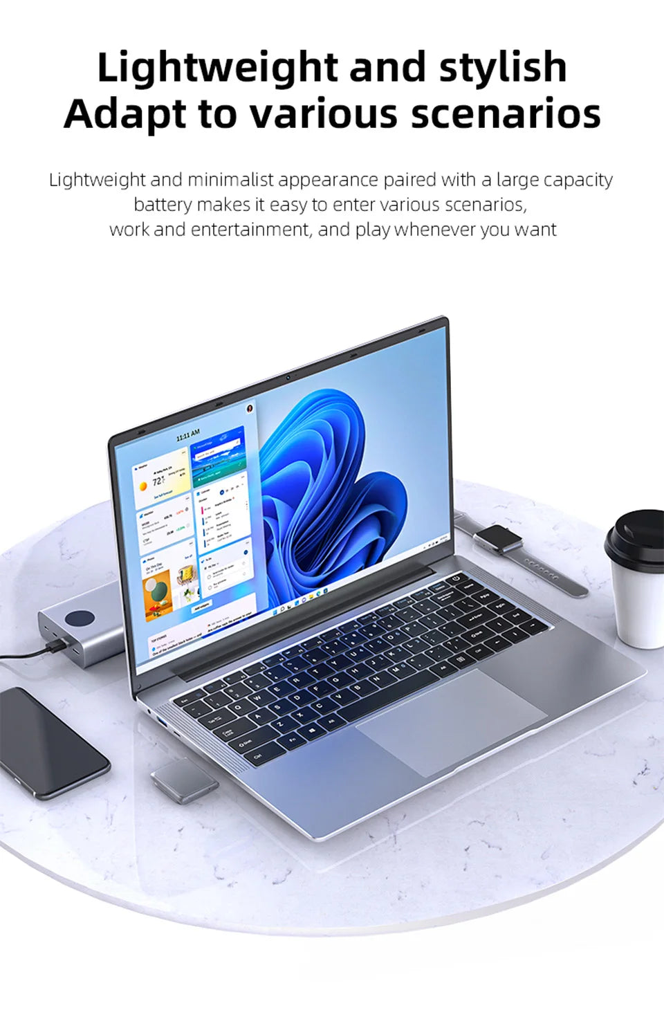 2026 Intel Core i7 9850H Intel A3950 Ultra Slim Laptop 14.1“ Windows 11 Notebook Computer 12GB RAM 1TB SSD Office Study Laptop