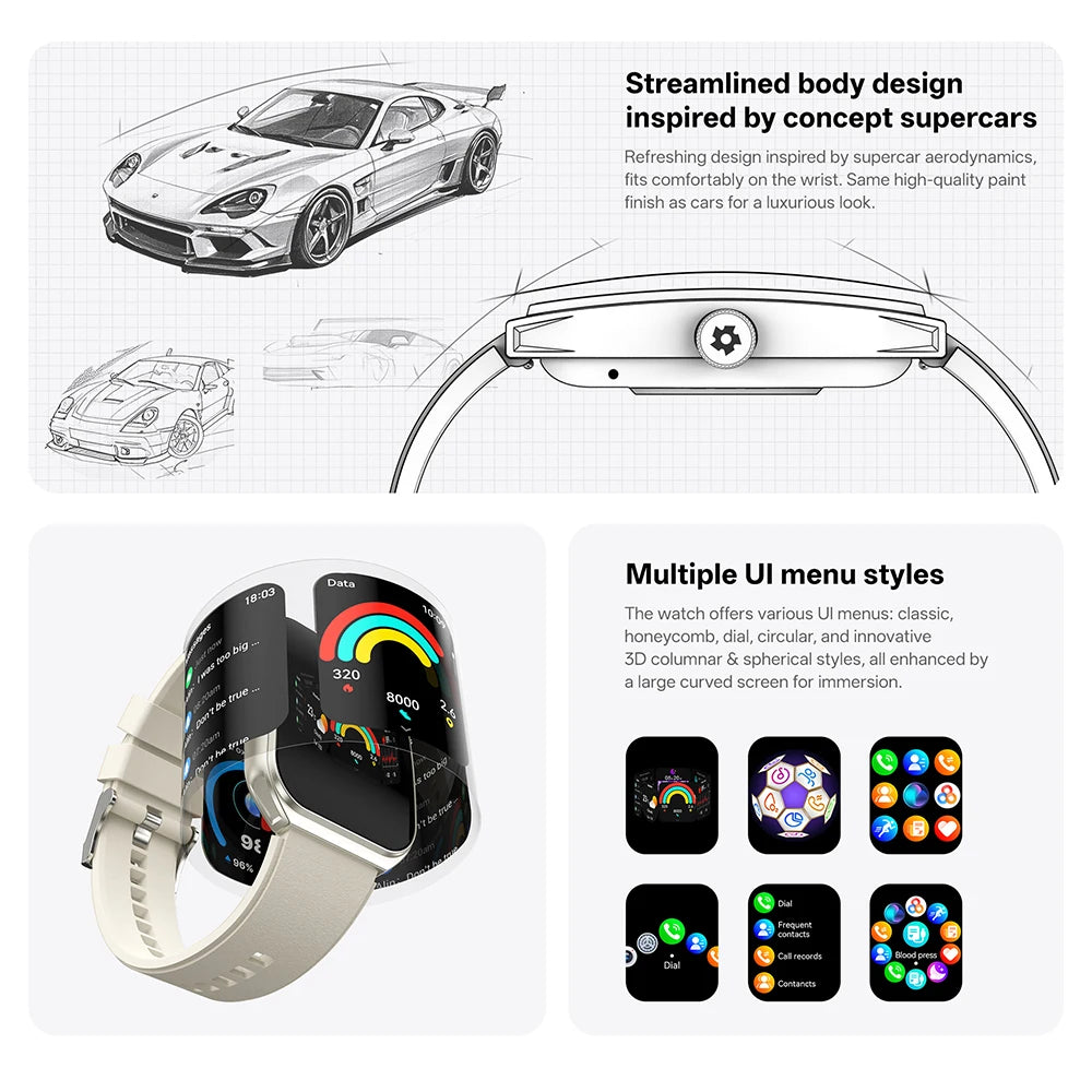 Smart Watch for Men's Women's 1.95-inch AMOLED HD Screen IP68 Waterproof 100+Sports Mode Fitness Tracker Heart Rate monitoring