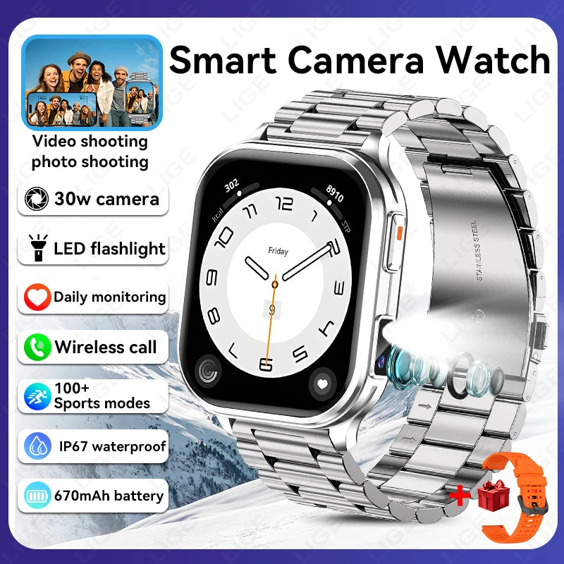 2026 New Men Smart Watch Photos Record Video Health Monitor Waterproof BT Call Recording Sports Fitness Camera Smart Watch Women