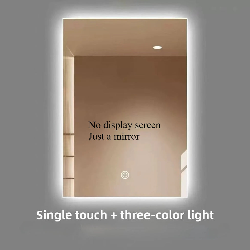 Smart Lighted Mirror With Touch Screen TV Tri-color Adjustable Light 2 in 1 Mirror TV Ideal for Hotels and RV