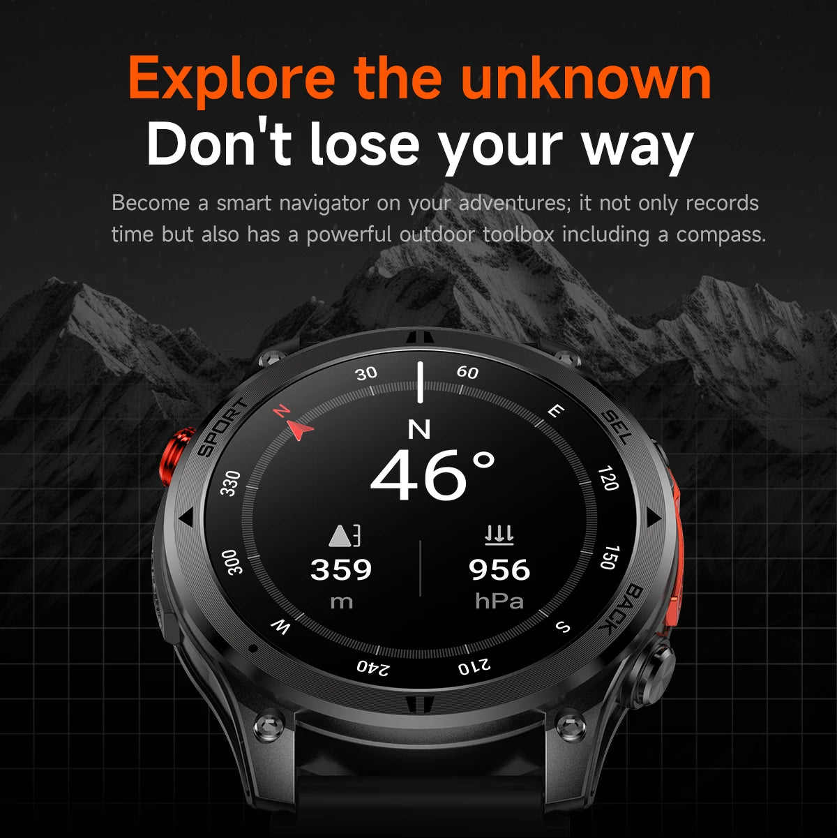 2026NEW Smart Watch Outdoors Sports MAN Bluetooth Call IP68 Waterproof Heart Rate GPS HD Screen Large Battery Health Monitoring