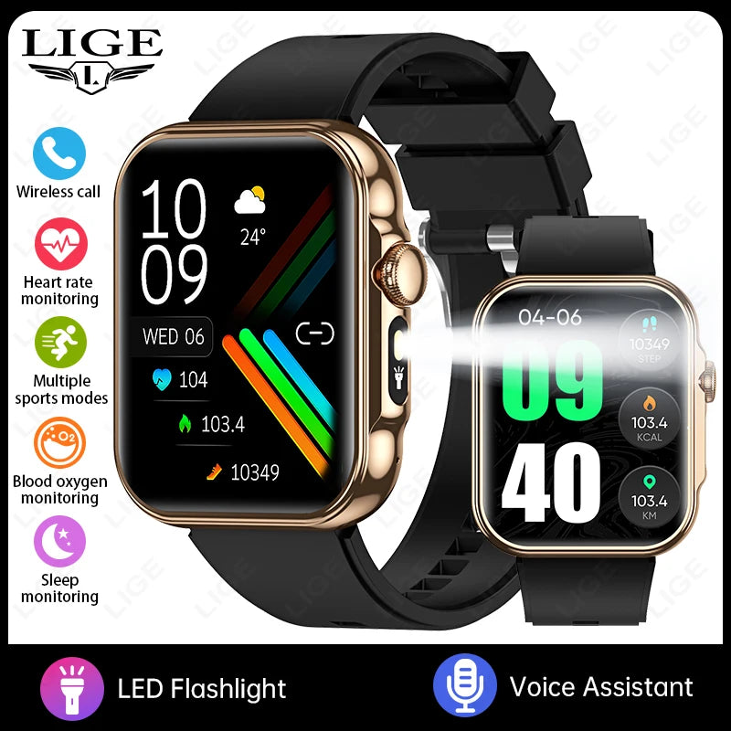 2025 Smart Watch Men 2.01‘’ HD Large Screen LED Flashlight Bluetooth Call Women's Fitness Tracker Waterproof Sports Smartwatch