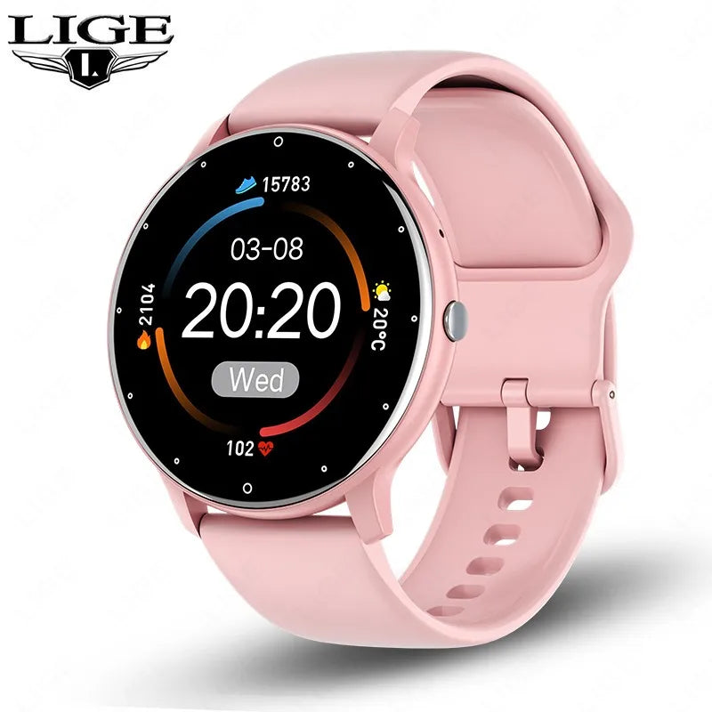 LIGE Smart Watch Women Men Full Touch Screen Bluetooth Call Smartwatch Waterproof Sports Fitness Tracker Watches for Android iOS