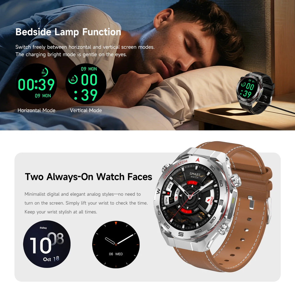 2026 smartwatch, 1.5-inch touchscreen, supports wireless calls, music, various sports modes, message sending and alarm functions