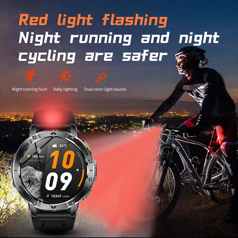 2026 Smartwatch,1400mAh battery,1.7"IPS screen,120+sports,SOS strobe alarm,IPX8 waterproof,LED light,BT Call,Xmas birthday gift