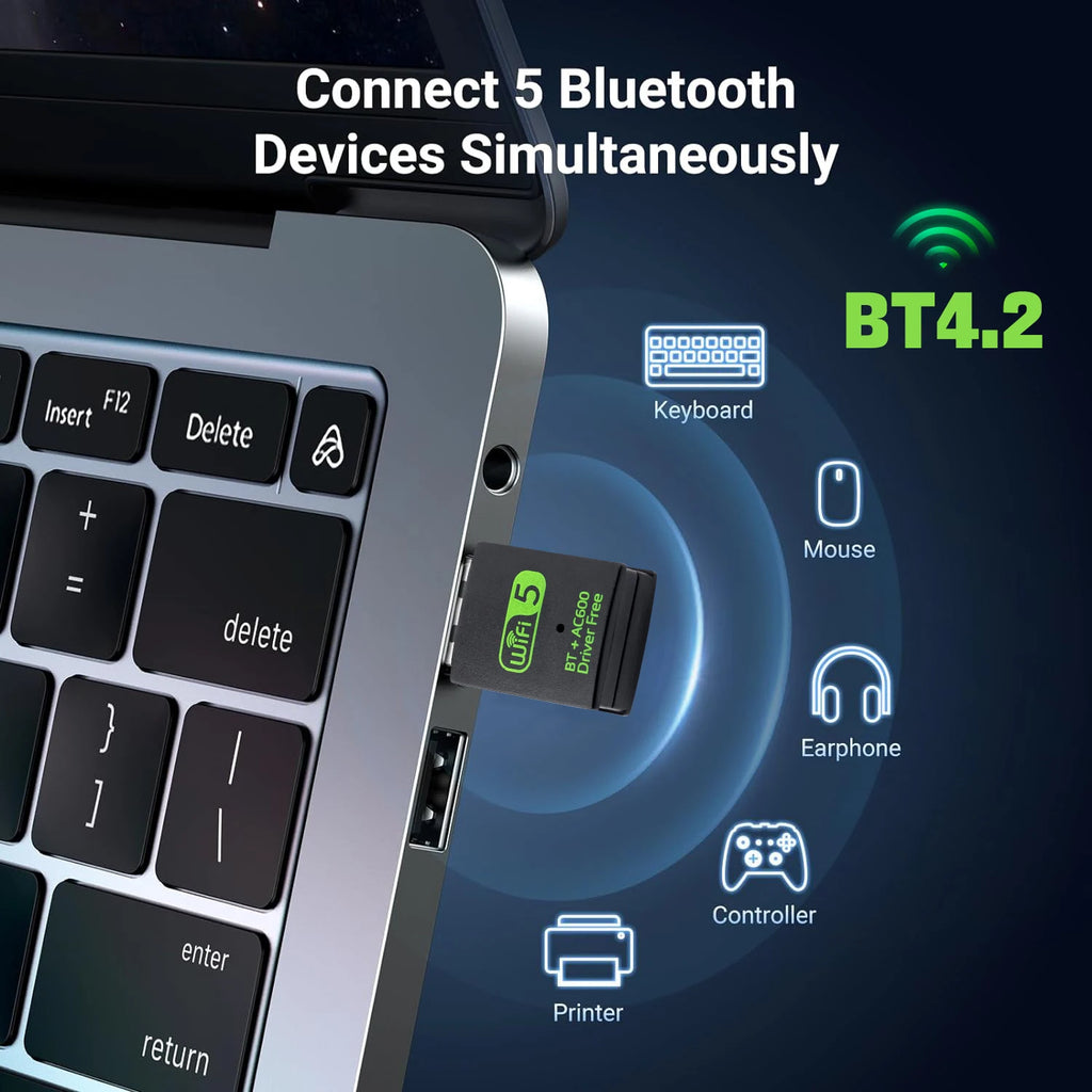 FENVI 600Mbps USB WiFi Adapter Bluetooth 2 in 1 Dongle Dual Band 2.4G/5GHz Network Wireless Receiver Driver Free For PC Win10/11
