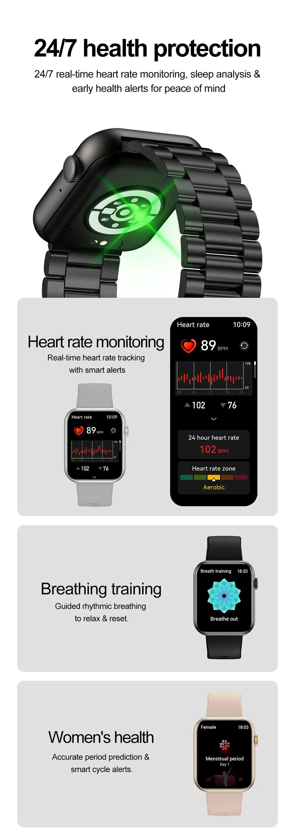 New Smart Watch For Women Full Touch Screen Bluetooth Call Waterproof Watches Sport Fitness Tracker Smartwatch Lady Reloj Mujer