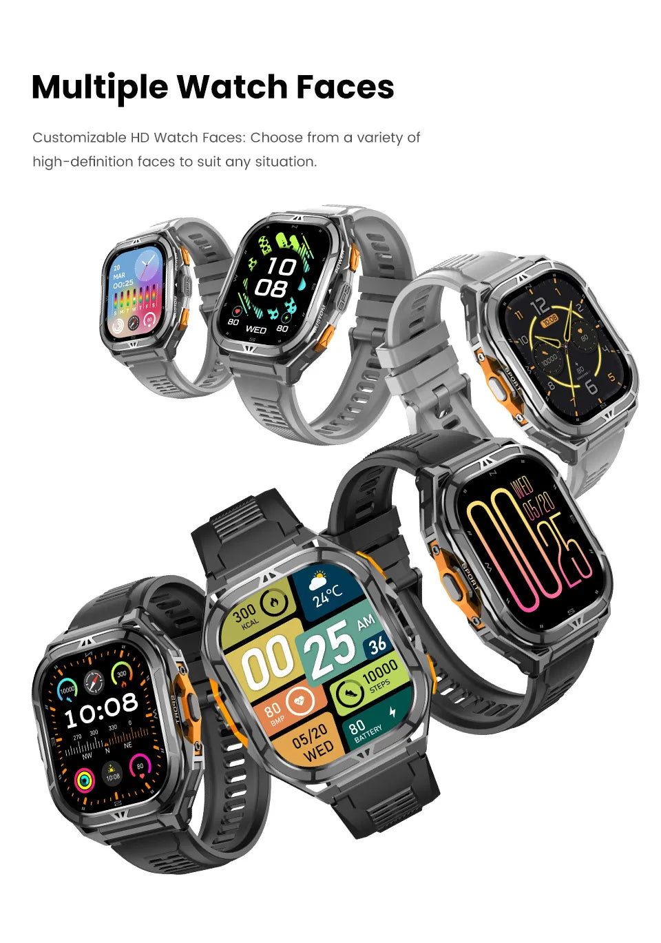 2026 New GPS Smart Watch Men 1.96-inch HD AMOLED Screen Compass Bluetooth Call 5ATM Waterproof Sport Smart Watch for Android iOS
