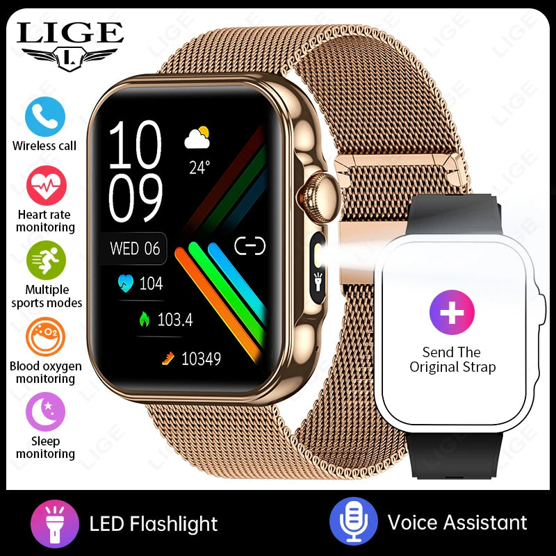 2025 Smart Watch Men 2.01‘’ HD Large Screen LED Flashlight Bluetooth Call Women's Fitness Tracker Waterproof Sports Smartwatch