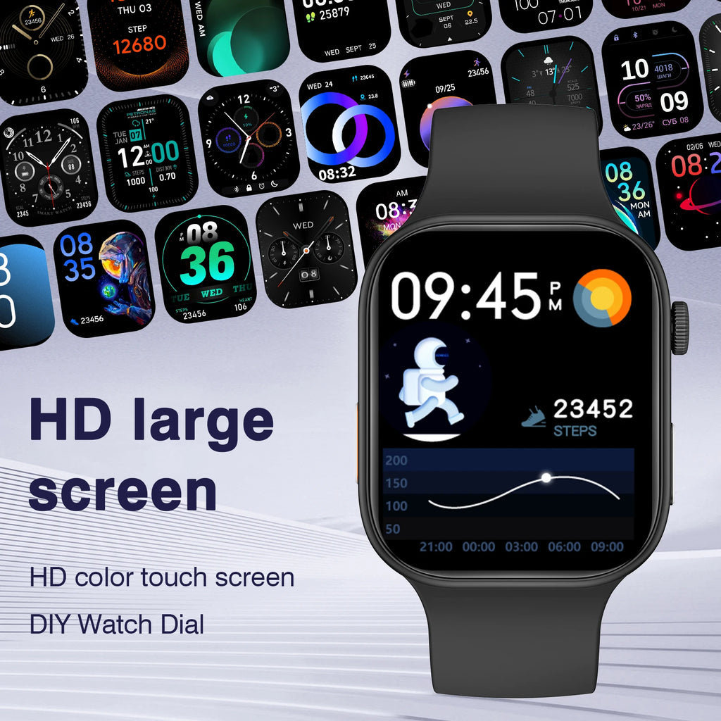 Smart Watch with 2.02-Inch HD Display – Wireless Calling/Dialing, Alarm/Message Notifications, Fitness Tracking, Music Control.