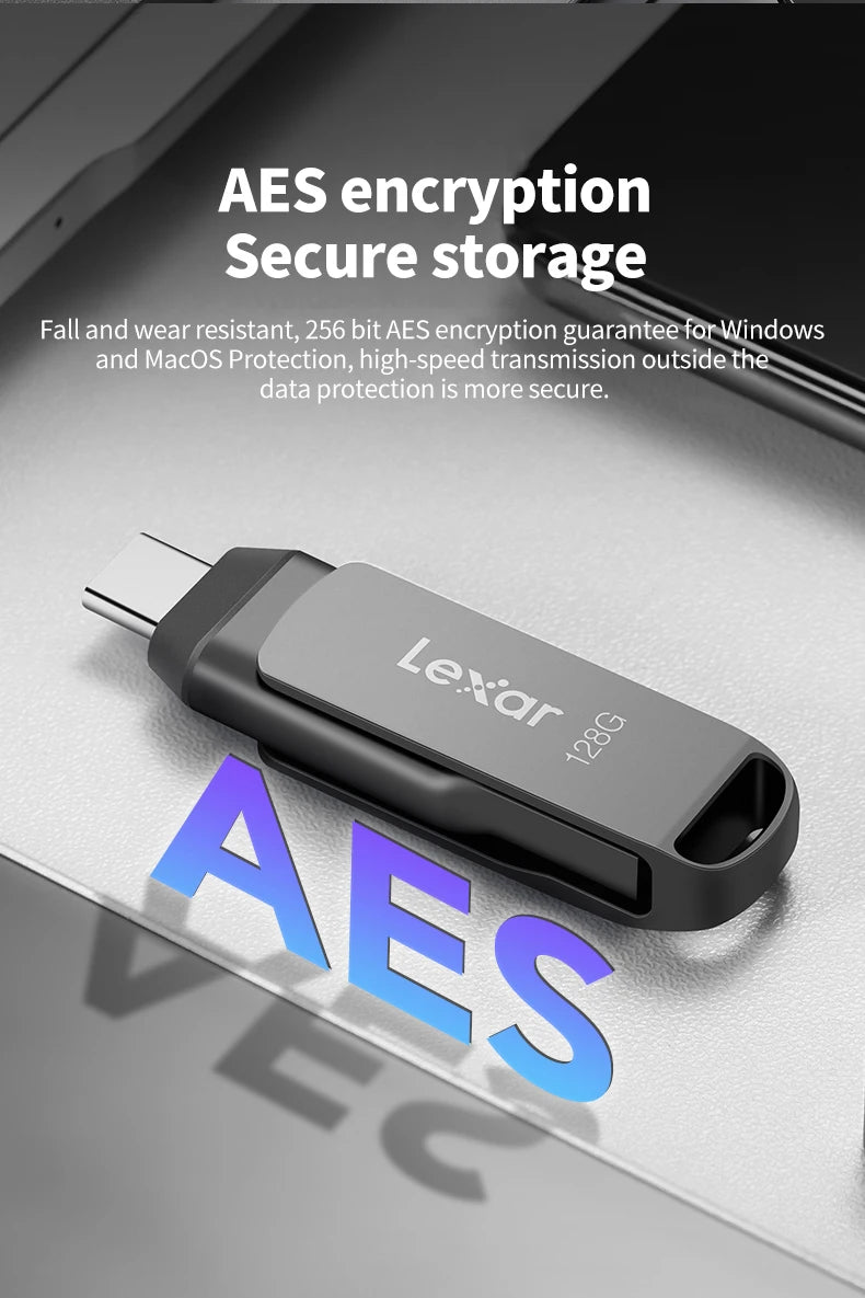 Lexar D400 USB Flash Drive USB 3.1 Type C/A Memory Stick Dual Slot USB Flash Drive 32GB 64GB 128GB 256G For Mobile Phone Compute
