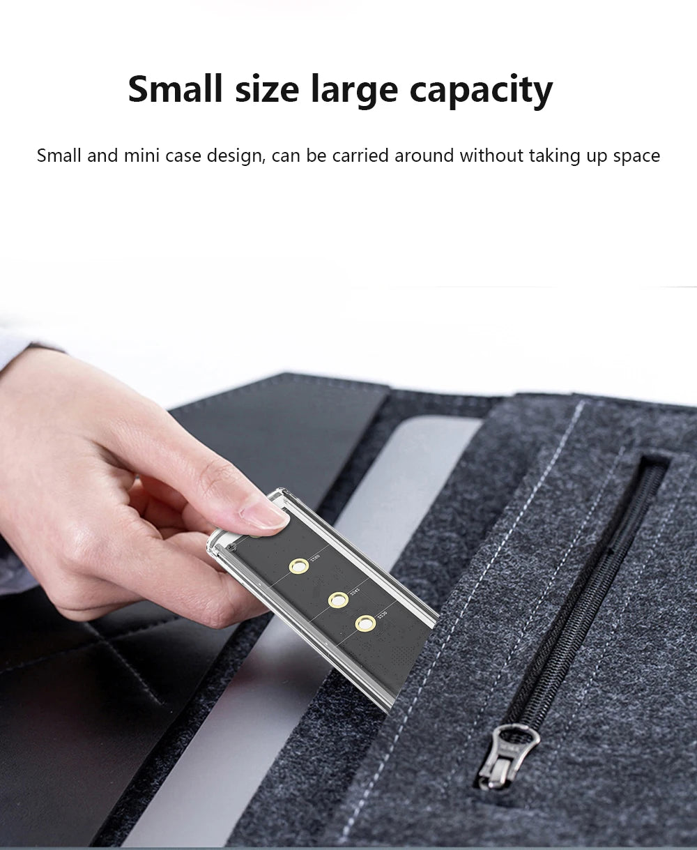 M.2 NVME PCIe /NGFF SATA /Dual Protocol SSD Case Clear USB Type C 10Gbps M2 SSD Transparent External Enclosure Hard Disk Box