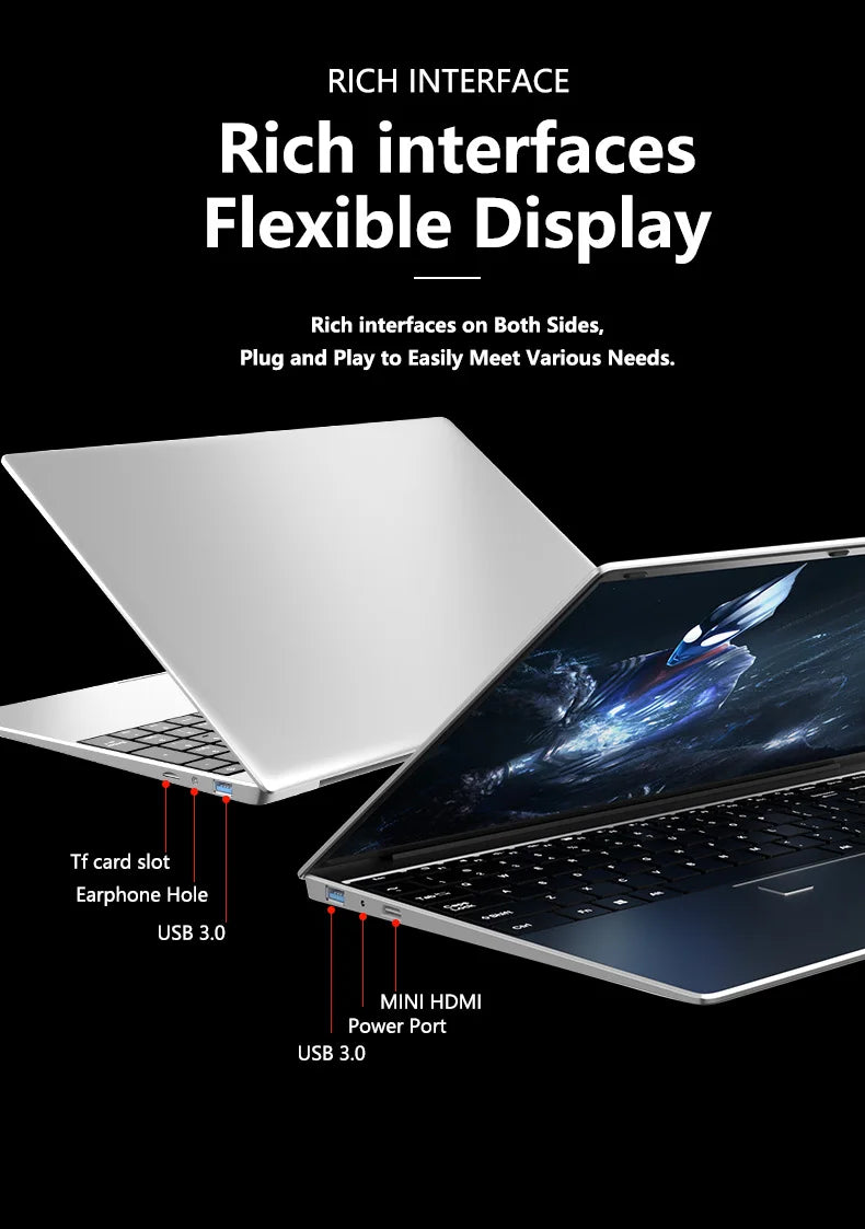 15.6" Intel Core i9 10980HK Windows 11 Pro Laptop Computer 32GB RAM 512GB 1TB 2TB SSD Portable Notebook PC Office Study Laptops