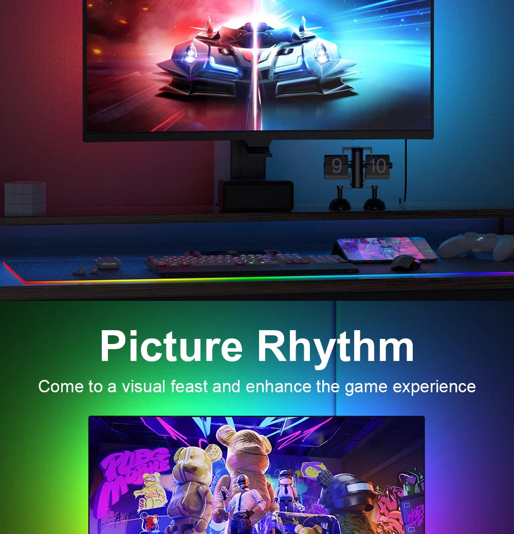 Smart Ambient TV PC Display Sync Computer Monitor Backlight LED Strip Light RGB Smart DIY Game Holiday Atmosphere Decor Lamp