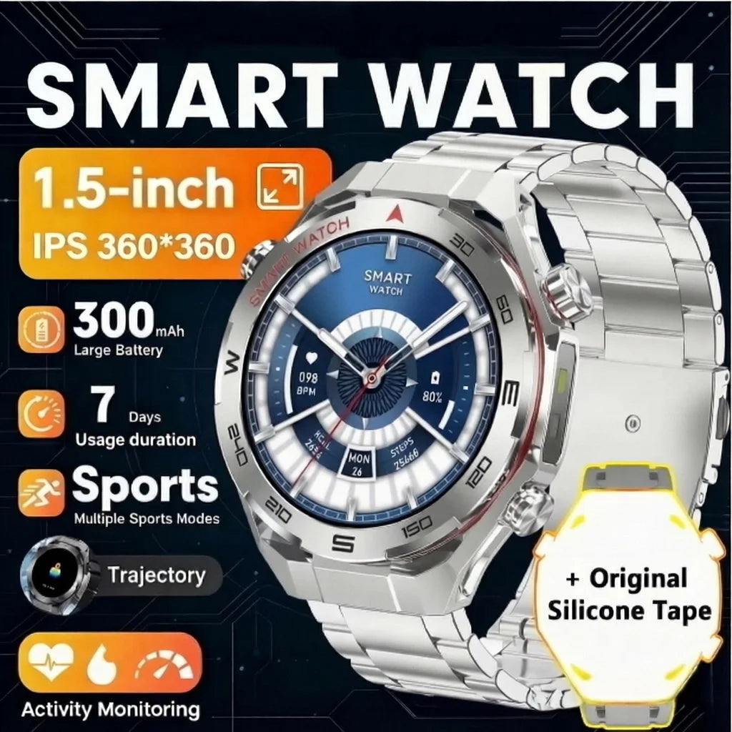 2026 smartwatch, 1.5-inch touchscreen, supports wireless calls, music, various sports modes, message sending and alarm functions