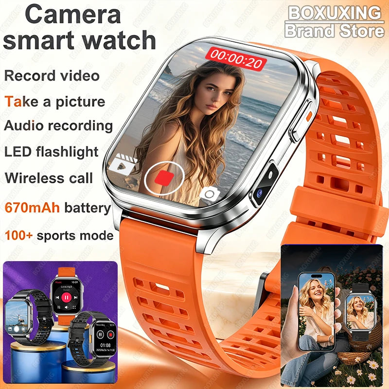 New Smartwatch Men Women Camera Take Photos Record Video Health Monitor Sports Fitness Waterproof Flashlight Call Smart Watches