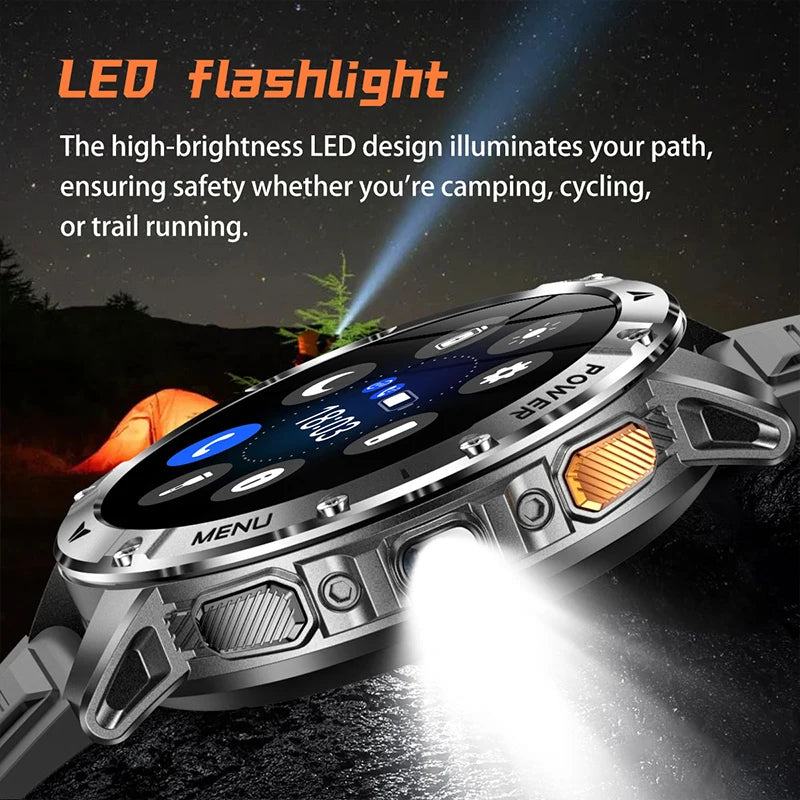 2026 Smartwatch,1400mAh battery,1.7"IPS screen,120+sports,SOS strobe alarm,IPX8 waterproof,LED light,BT Call,Xmas birthday gift