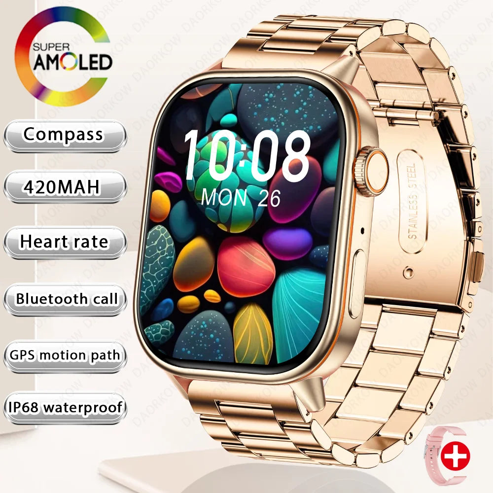 New Smart Watch for Men and Women HD AMOLED Screen Heart Rate Bluetooth Call GPS Tracking IP67 Waterproof Sports Smart Watch