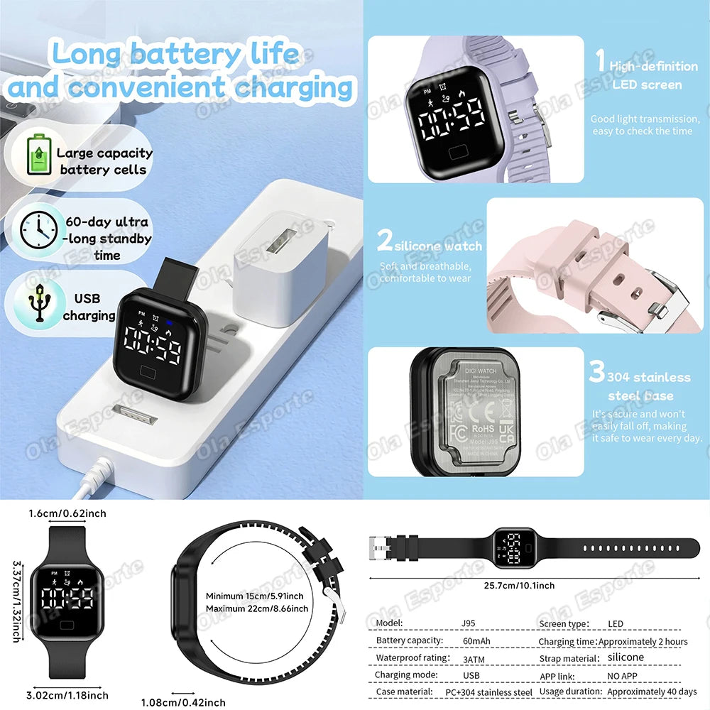 Smart Watch For Men Sports High School Student Sleep Monitor Waterproof Alarm Clock Multi Functional Women Electronic Watch HW12