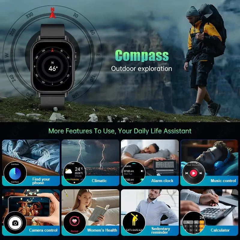 New Smart Watch for Men and Women HD AMOLED Screen Heart Rate Bluetooth Call GPS Tracking IP67 Waterproof Sports Smart Watch
