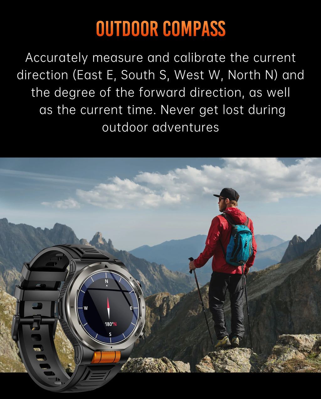 Smart Watch 1.43AMOLED Colorful Screen Highlight 1100mAh Battery Outdoor Compass 100+ Sports Mode Health Monitoring Smart Watch