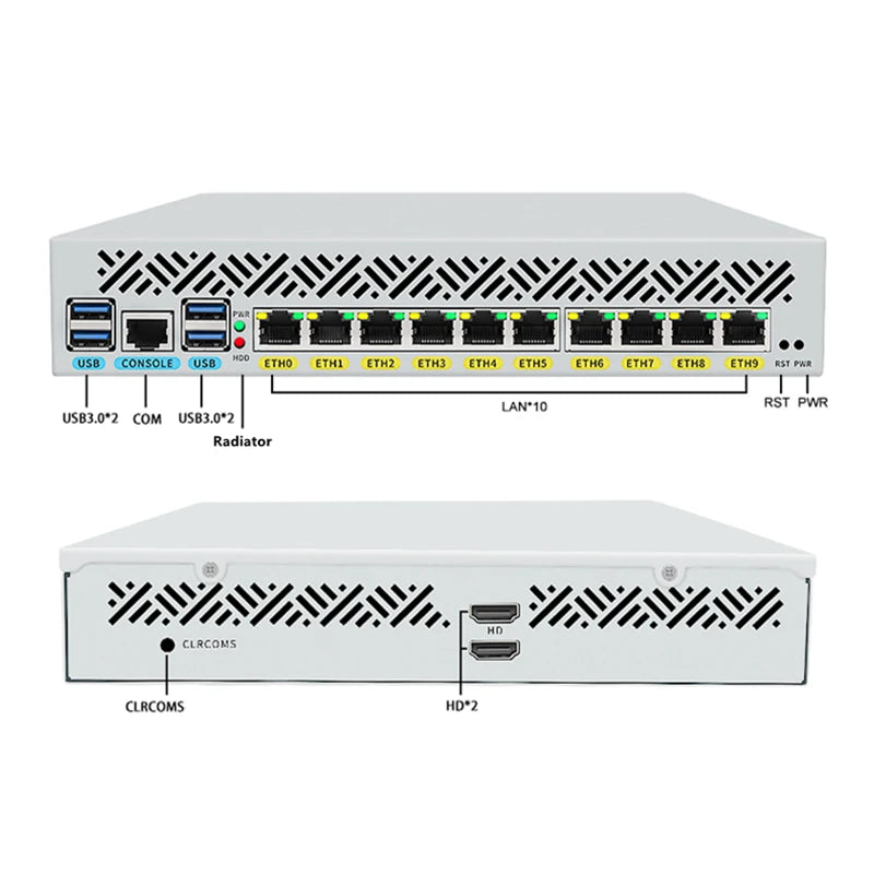 1U Rackmount Computer Intel Core I7 10510U I3 8145U 10x1GbE LAN Workstation Desktop PC for Home or Business Rackmount Server