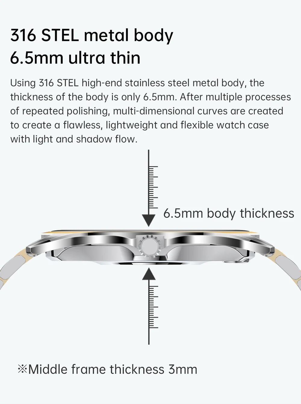 Smart Watch  6.5mm Ultra - Thin 1.43" AMOLED Screen Bluetooth Call 120+ Sports Modes for Daily & Sports