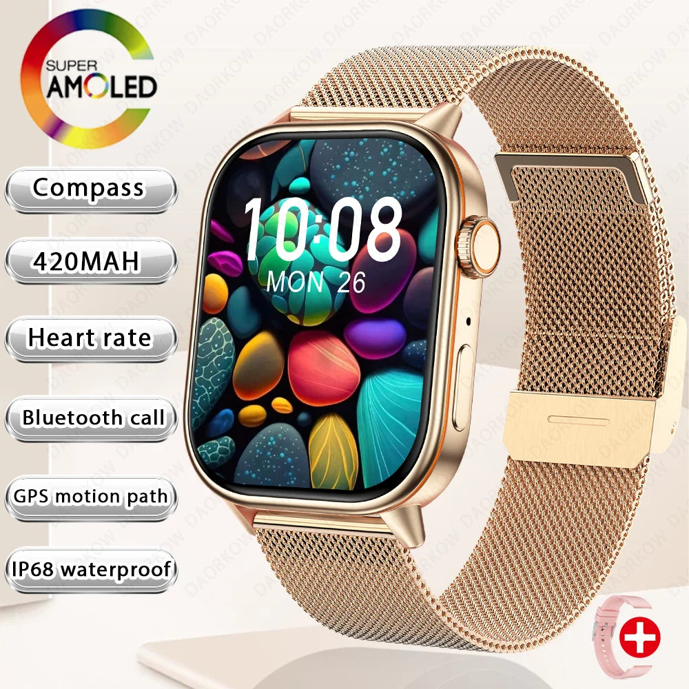 New Smart Watch for Men and Women HD AMOLED Screen Heart Rate Bluetooth Call GPS Tracking IP67 Waterproof Sports Smart Watch