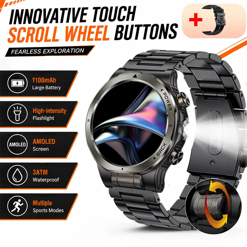 Smart Watch 1.43AMOLED Colorful Screen Highlight 1100mAh Battery Outdoor Compass 100+ Sports Mode Health Monitoring Smart Watch