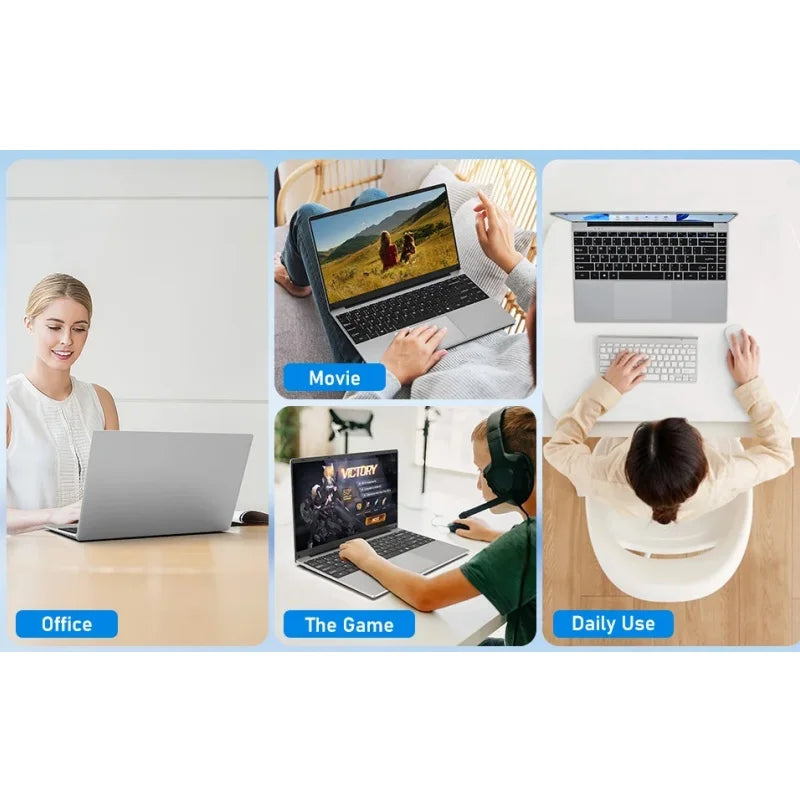New Laptop Intel Core i7-9850H Atom A3950 Portable Laptop Windows11 Pro 12GB RAM 1TB 2TB M.2 SSD 14.1 inch Office Study Computer