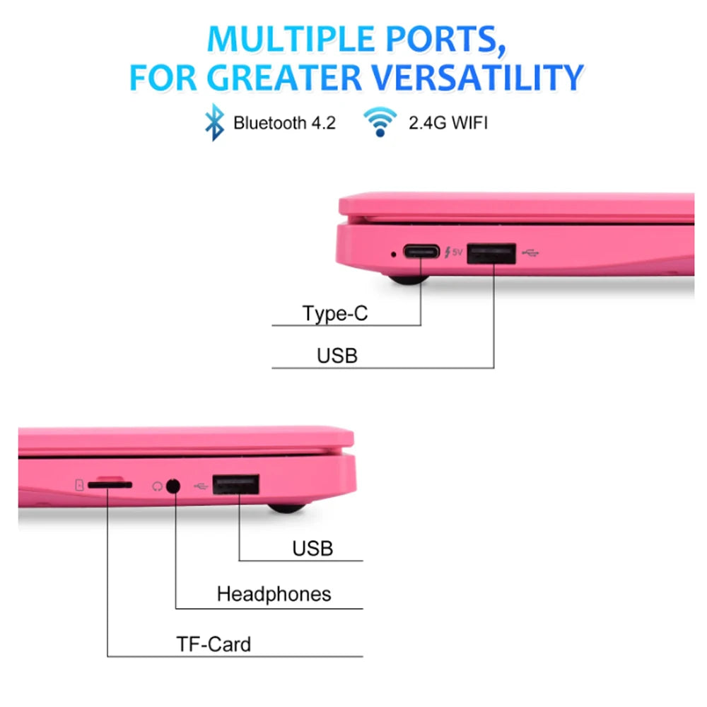 New 10.1 inch Laptop Computer CPU 4GB RAM 128GB Android 13.0 Portable Octa Core EMMC HD IPS Screen
